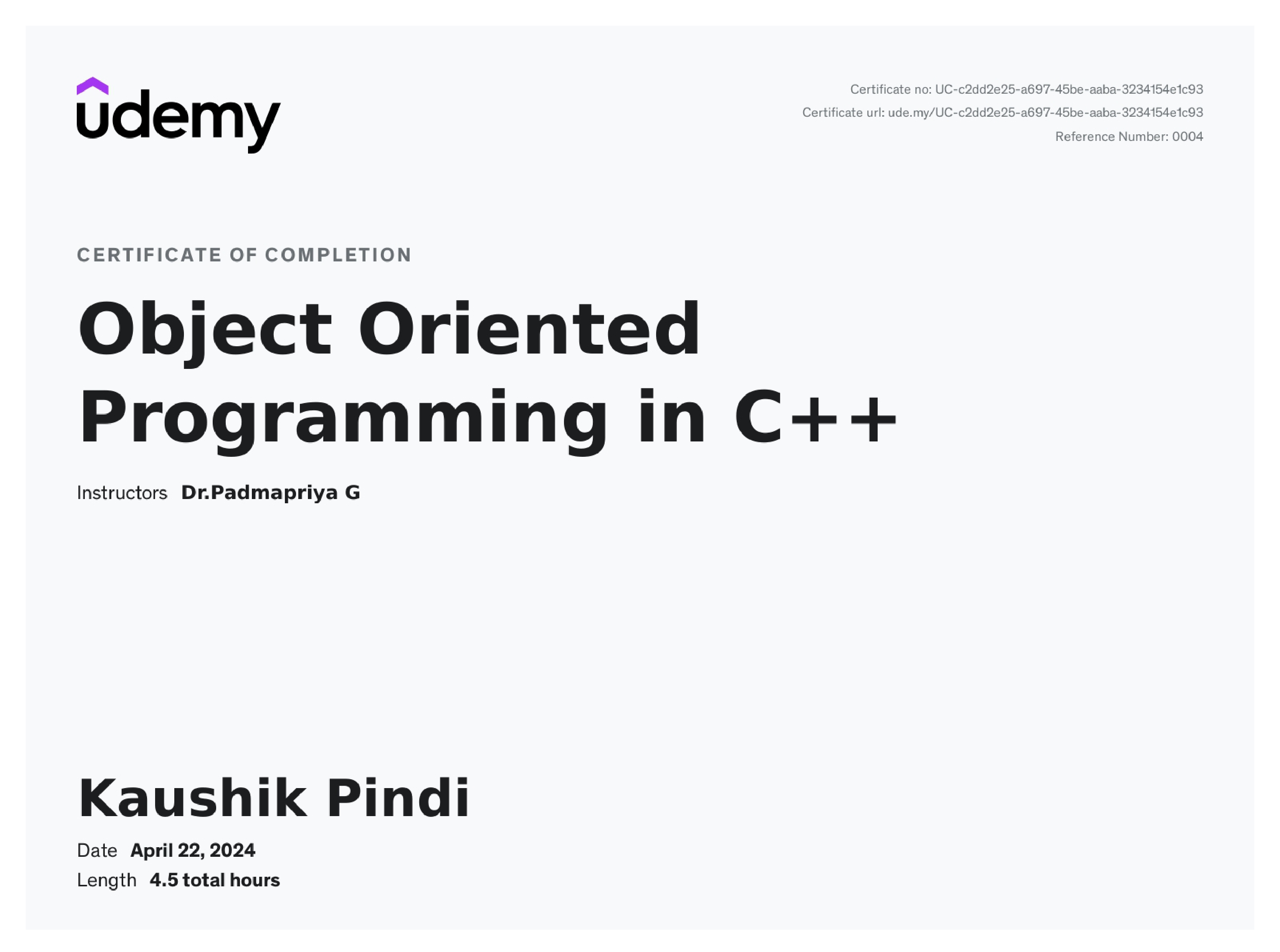 udemy certificate